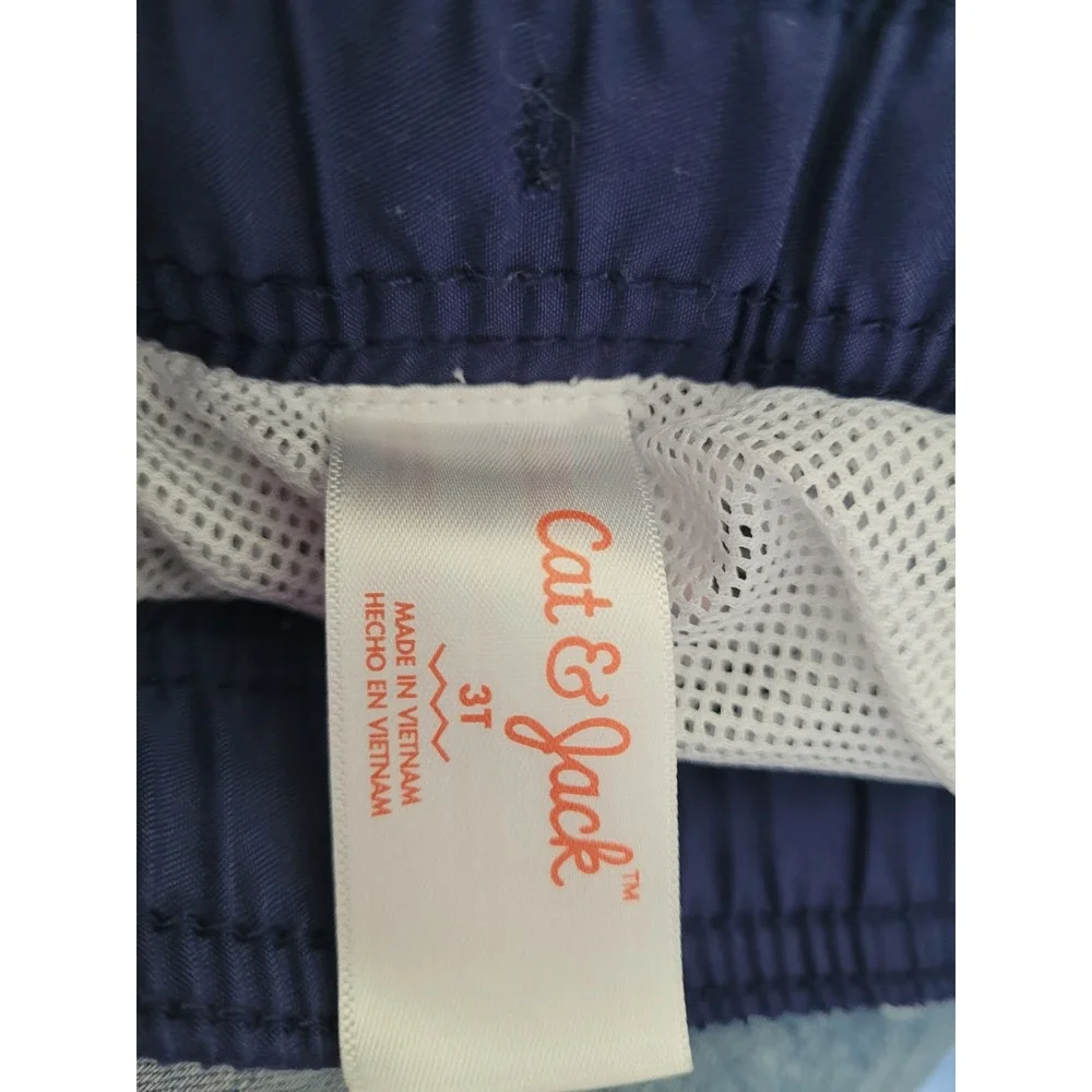 Cat & Jack Boys Shark Print Swim Trunks Green Navy Blue Size 3T Board Shorts #R‎